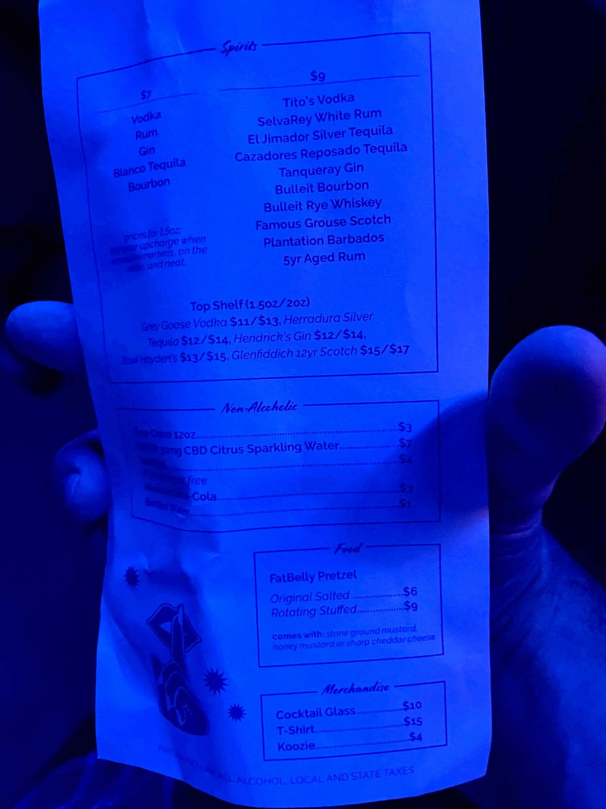 Blue Room Bar Menu 2